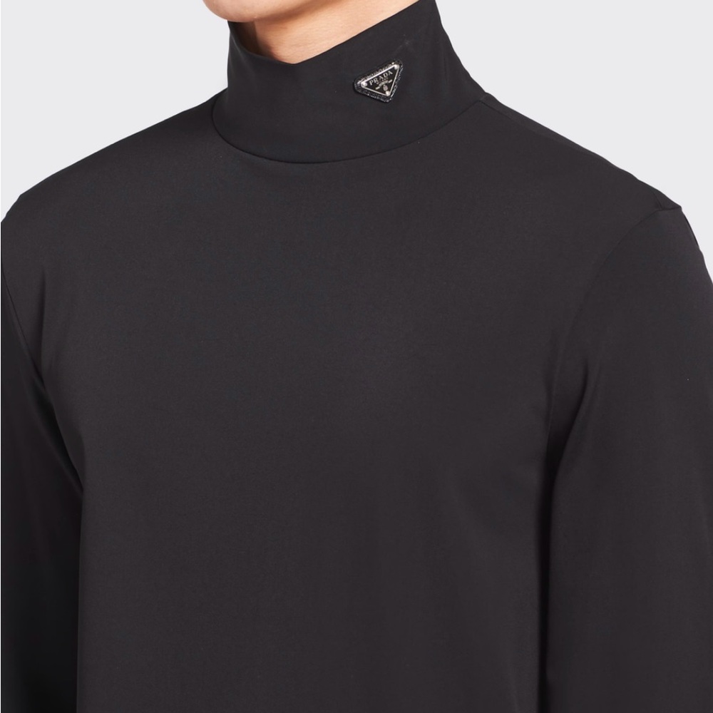 Prada Men's Technical Jersey Mock Turtleneck
